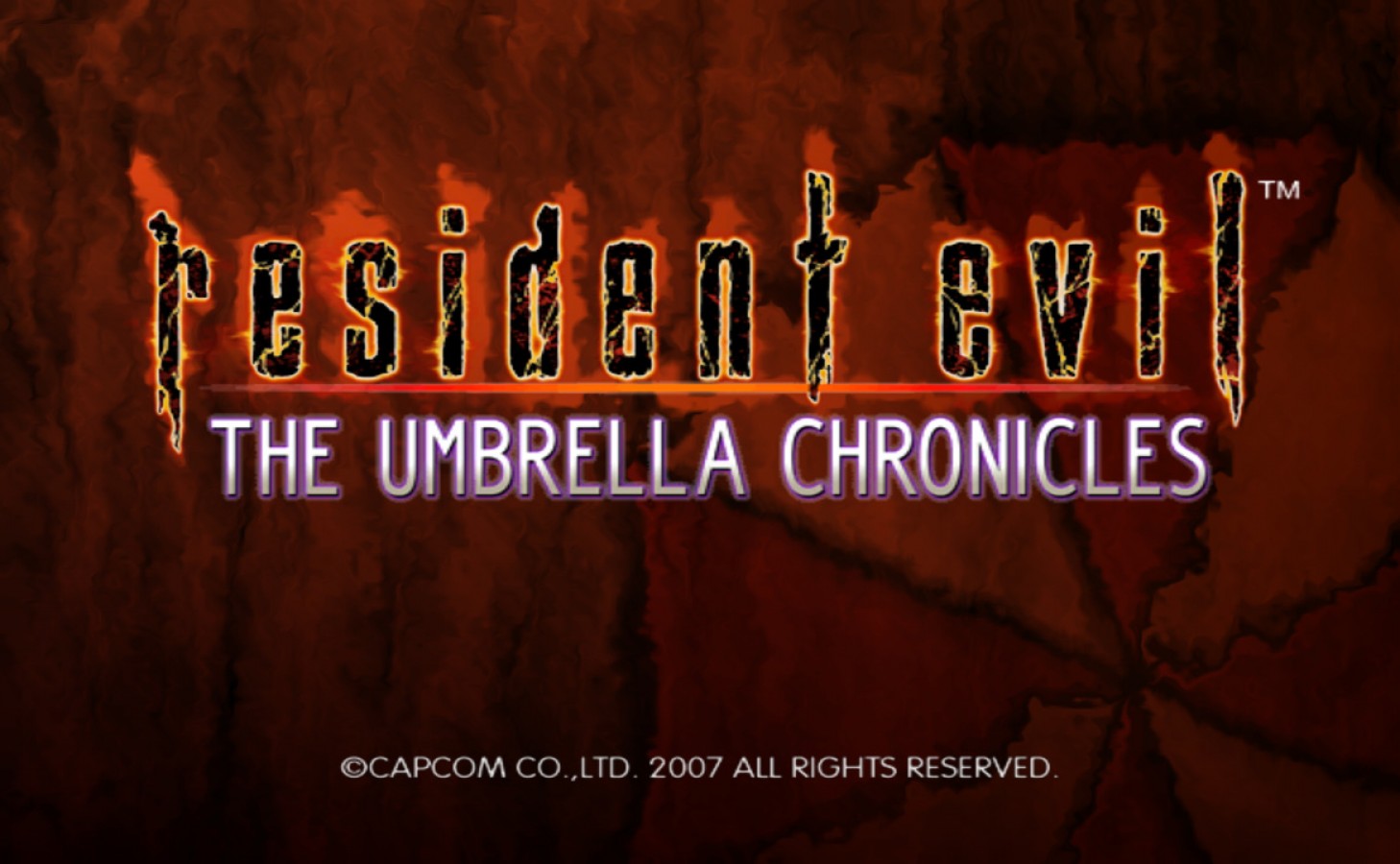 Resident Evil: The Umbrella Chronicles title screen for Nintendo Wii (Wii) video game