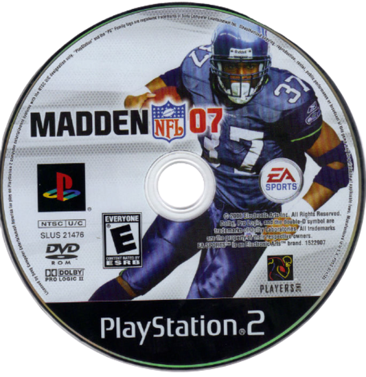 Madden NFL 07 disc art for PlayStation 2 (PS2) sports video game
