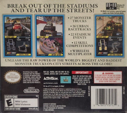 Monster Jam: Urban Assault back of case for Nintendo DS (DS) monster truck racing action video game