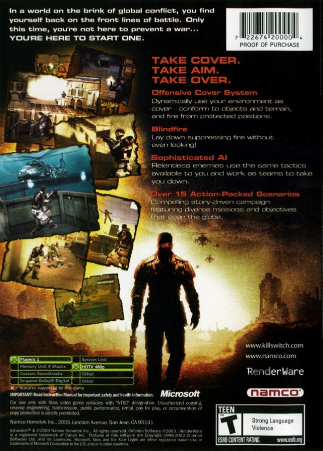 Kill Switch back cover art for Xbox (XBOX) video game