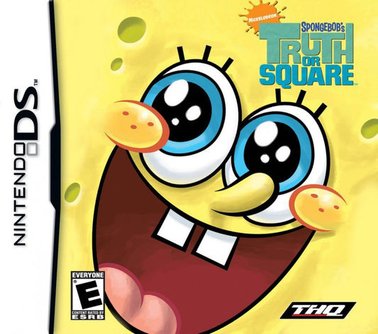 SpongeBob’s Truth or Square for Nintendo DS platformer video game featuring classic SpongeBob episodes themed levels puzzle platforming mini games cartoon humor and a family friendly underwater adventure experience cover