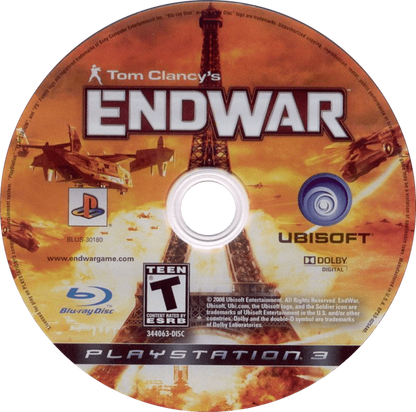 Tom Clancy’s EndWar PlayStation 3 PS3 video game, real-time strategy, modern military combat, voice-command tactical gameplay, console title disc