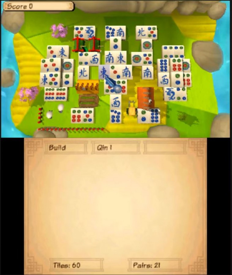Mahjong 3D Warriors of the Emperor for Nintendo 3DS mahjong puzzle game featuring Chinese themed tiles campaign challenges and classic tile matching gameplay