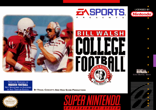 Bill Walsh College Football cover art for Super Nintendo Entertainment System (SNES) video game