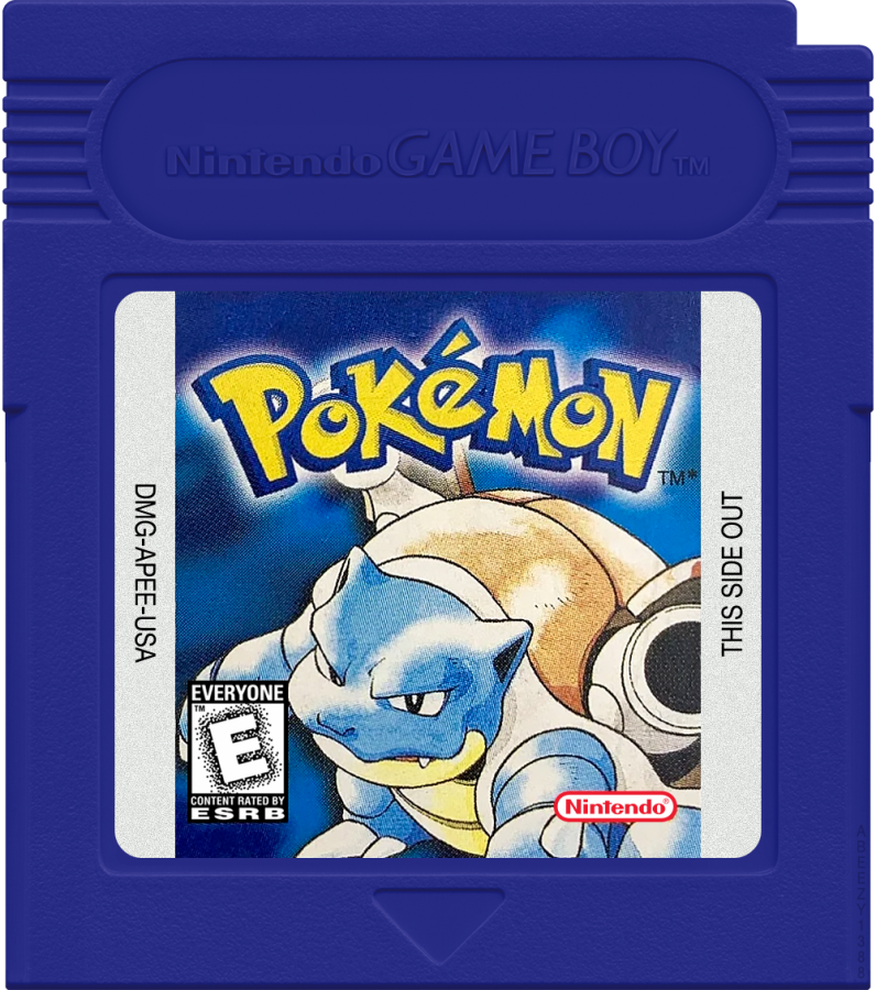 Pokemon: Blue Version cartridge art for Game Boy (GB) video game