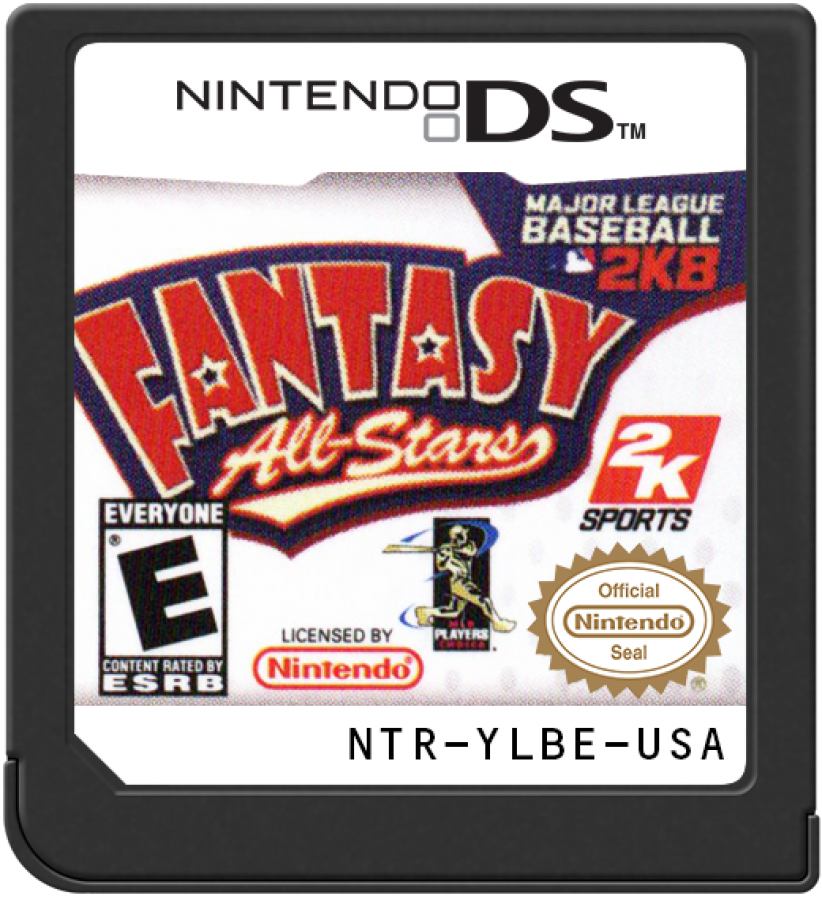 MLB 2K8 Fantasy All Stars for Nintendo DS arcade style baseball video game featuring exaggerated cartoon players fantasy themed teams fast paced gameplay touch controls and a fun all ages handheld baseball experience cartridge