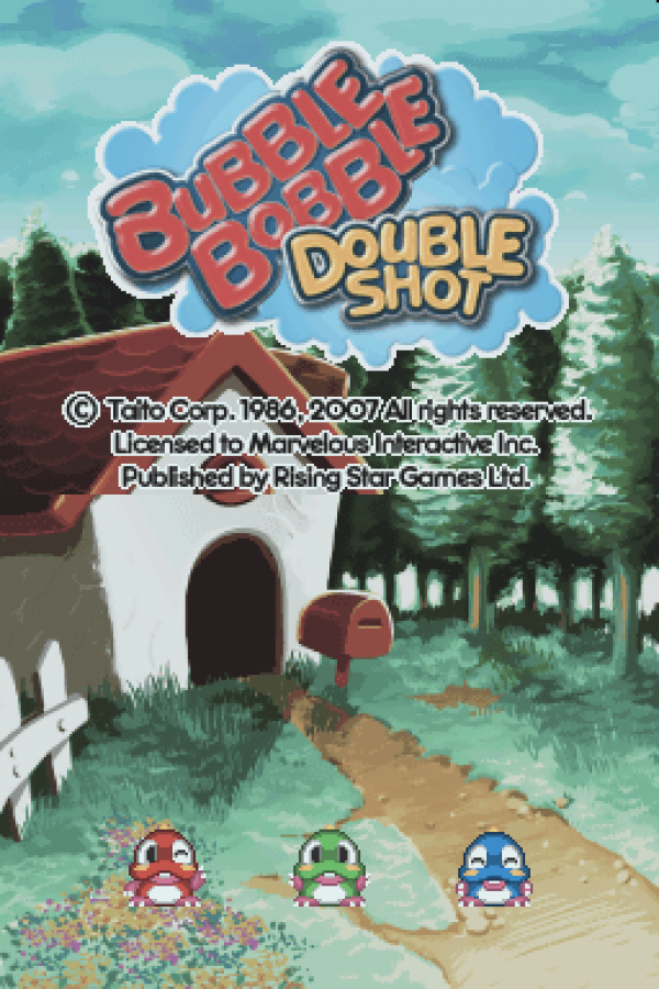 Bubble Bobble: Double Shot title page for Nintendo DS (DS) classic arcade platforming video game