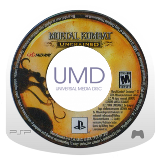 Mortal Kombat Unchained PlayStation Portable PSP fighting game port of Mortal Kombat Deception with exclusive characters arenas and ad-hoc multiplayer versus mode disc cartrdge UMD