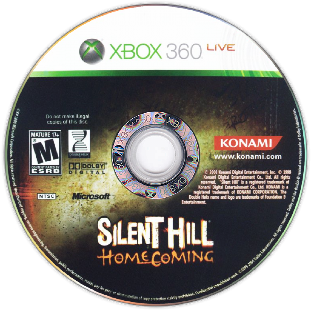 Retro Silent Hill Homecoming Xbox 360 inspired design featuring psychological survival horror aesthetic vintage HD era fog covered town disturbing creatures haunted atmosphere dark family secrets cinematic terror nostalgic Konami horror presentation disc 