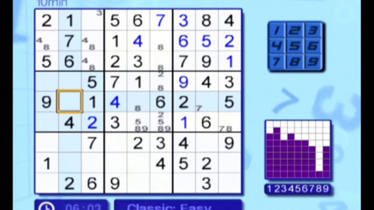 Carol Vorderman’s Sudoku for PlayStation 2 with number puzzle and brain-training theme gameplay 