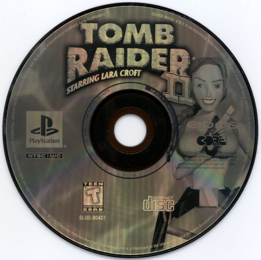 Tomb Raider II: Starring Lara Croft Greatest Hits retro action adventure platform game for PlayStation 1 (PS1) disc