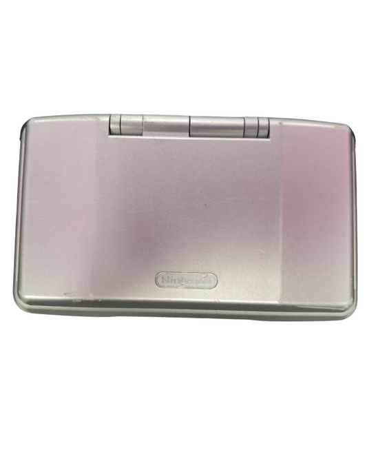 Original Nintendo DS System – Platinum handheld gaming console featuring:

Dual screens, including a touch-sensitive lower display

Backward compatible with Game Boy Advance (GBA) cartridges (Slot-2)

Built-in microphone and Wi-Fi for local and online play

Classic clamshell design with Platinum finish

Strong library support with many iconic Nintendo DS games

Great for experiencing a wide range of DS titles with traditional handheld controls and touch-based gameplay.