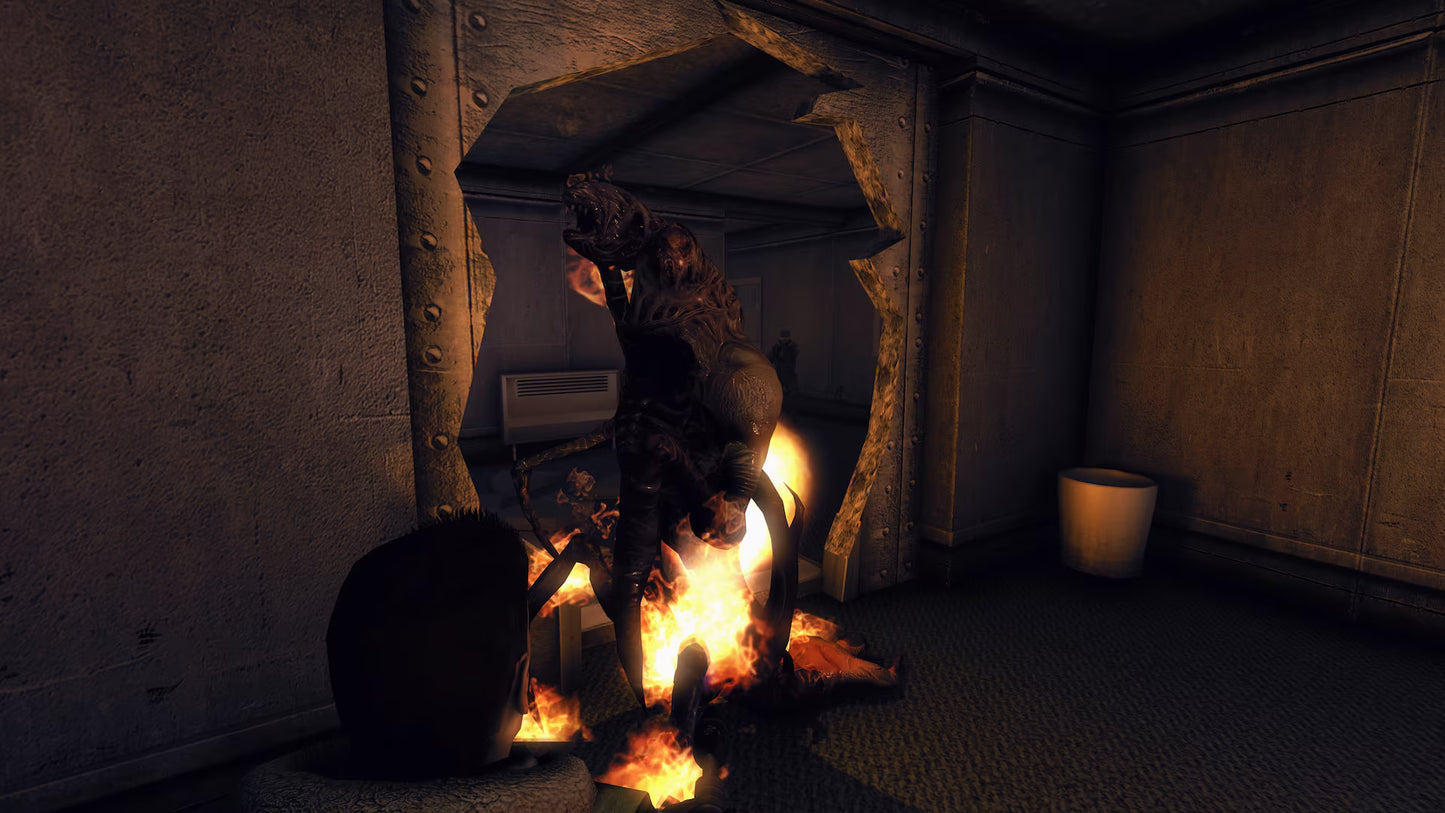 The Thing Remastered Deluxe Edition for PlayStation 5 survival horror shooter featuring squad trust mechanics arctic setting remastered visuals and bonus collectible content gameplay