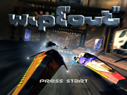 Wipeout PS1 PlayStation 1 futuristic racing game anti gravity racing sci fi high speed arcade gameplay retro video game title screen