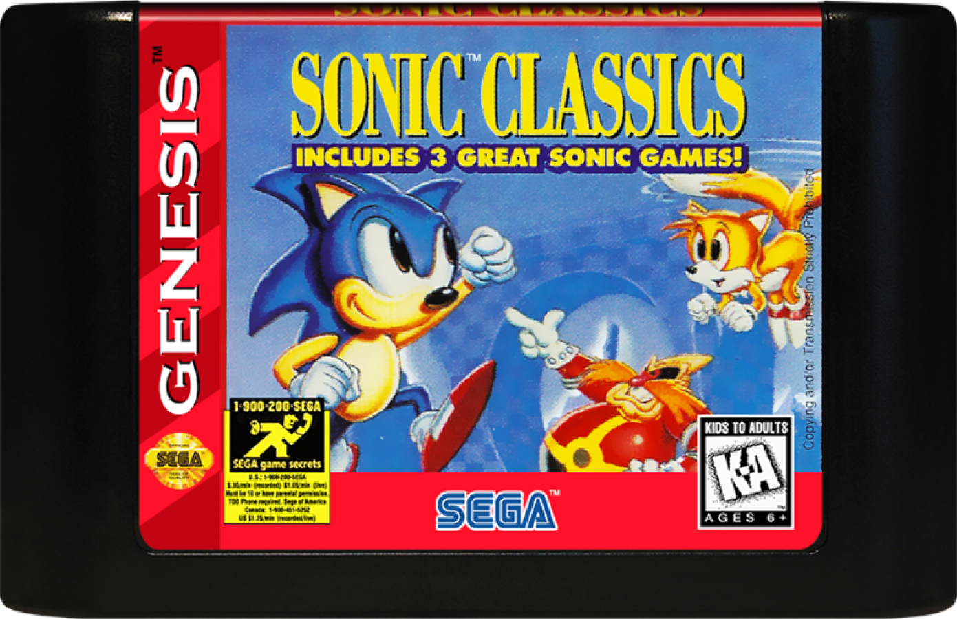 Sonic Classics cartridge for Sega Genesis GEN video game