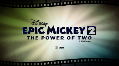 Disney Epic Mickey 2: The Power of Two start screen for Xbox 360 (X360) action-adventure platformer video game