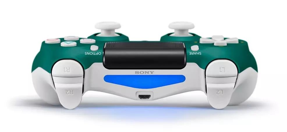 PS4 DualShock 4 alpine green controller featuring wireless design, touchpad controls, and classic PlayStation button layout