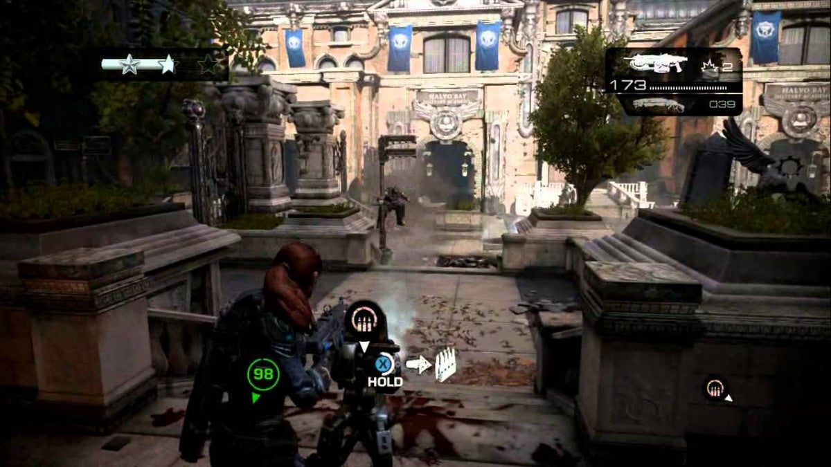 Gears of War: Judgment for Xbox 360 (X360) featuring a high-intensity prequel following Kilo Squad led by Damon Baird as they defy military orders to save Halvo Bay; experience the "Declassified" mission system for added challenge, faster-paced multiplayer, and the debut of the chaotic OverRun mode in this cinematic expansion of the Gears universe gameplay screenshot