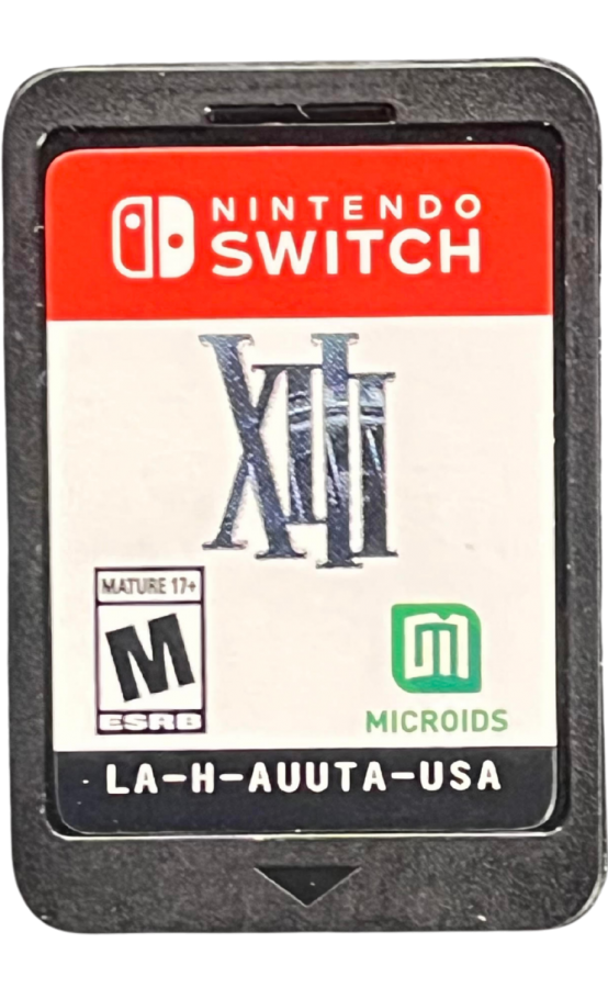 XIII Nintendo Switch inspired design featuring cel shaded first person shooter aesthetic conspiracy thriller storyline comic book inspired visuals stealth and action gameplay mysterious identity investigation cinematic espionage adventure presentation cartridge 