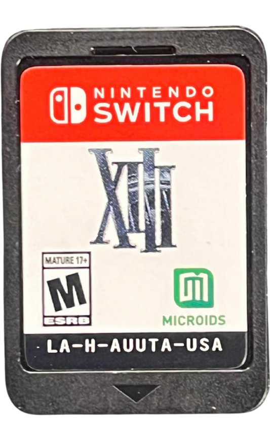 XIII Nintendo Switch inspired design featuring cel shaded first person shooter aesthetic conspiracy thriller storyline comic book inspired visuals stealth and action gameplay mysterious identity investigation cinematic espionage adventure presentation cartridge 