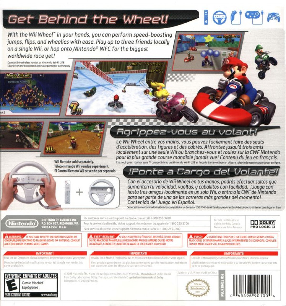 Mario Kart Wii – Nintendo Wii (Wii) kart racing multiplayer party video game back of case
