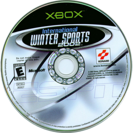 Xbox game disc for 'International Winter Sports 2002' with Xbox branding.