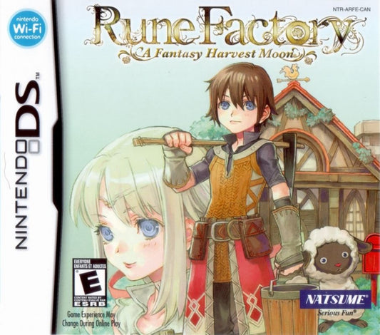 Rune Factory A Fantasy Harvest Moon Nintendo DS game featuring farming simulation, action RPG combat, and charming fantasy life gameplay cover