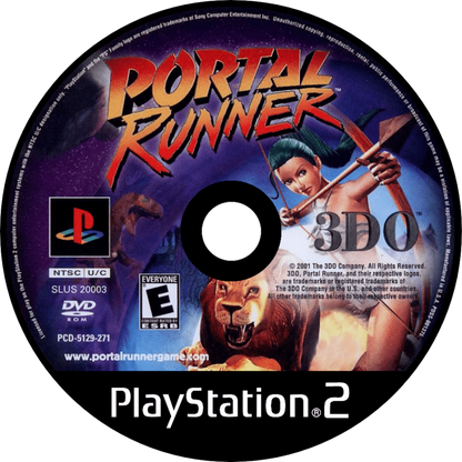 Portal Runner PS2 Sony PlayStation 2 action adventure platformer spin off from Army Men series tactical combat fantasy themed worlds time portals sword and ranged combat puzzle solving 3D exploration gameplay 3DO Company retro gaming PlayStation 2 software video game title disc
