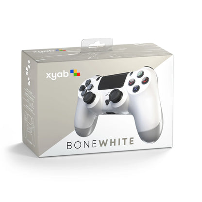 Wireless Bluetooth Controller in Bone White for PlayStation 4 PS4 gaming accessory with ergonomic design rechargeable battery dual analog sticks touchpad and motion controls compatible with PS4 consoles front box