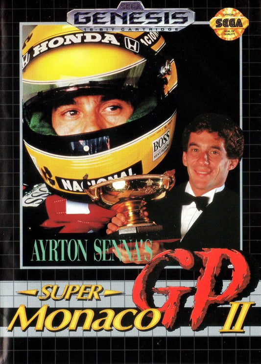Super Monaco GP II Sega Genesis retro video game racing simulation cover art (1992)