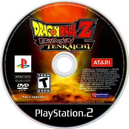 Dragon Ball Z: Budokai Tenkaichi disc for PlayStation 2 (PS2) anime-based 3D arena fighting video game
