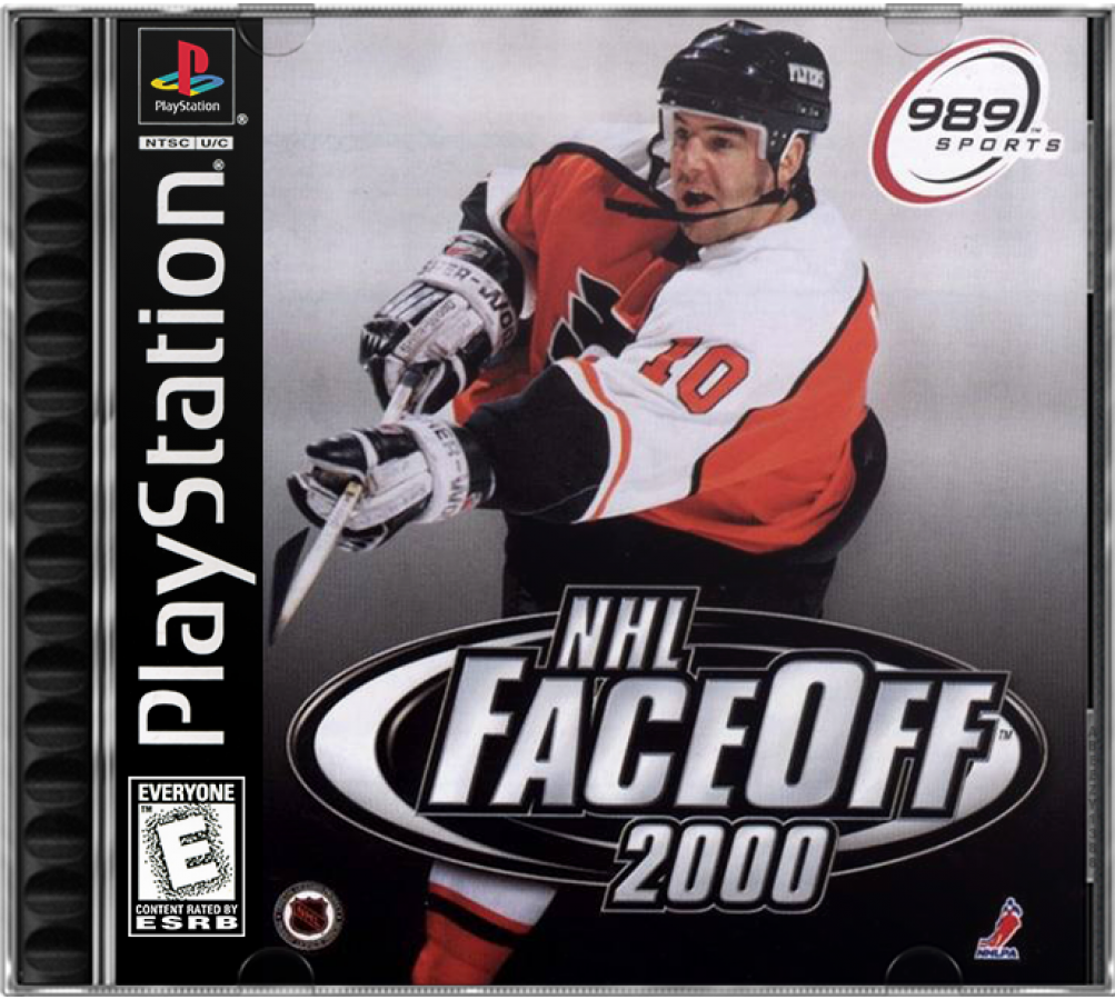 NHL FaceOff 2000 PlayStation 1 hockey sports simulation video game 989 Sports official NHL teams players season mode playoffs multiplayer exhibition matches cover art
