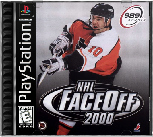 NHL FaceOff 2000 PlayStation 1 hockey sports simulation video game 989 Sports official NHL teams players season mode playoffs multiplayer exhibition matches cover art