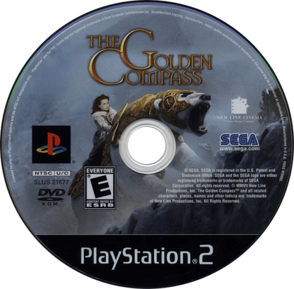 The Golden Compass – PlayStation 2 (PS2) video game disc, action-adventure fantasy.