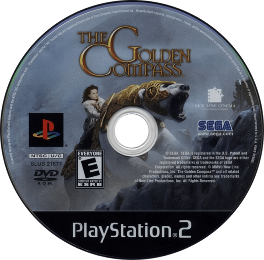 The Golden Compass – PlayStation 2 (PS2) video game disc, action-adventure fantasy.