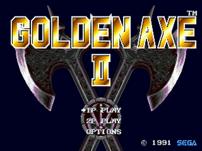 Golden Axe II Sega Genesis arcade hack and slash beat em up sequel with co-op and mount combat fantasy classic title screen
