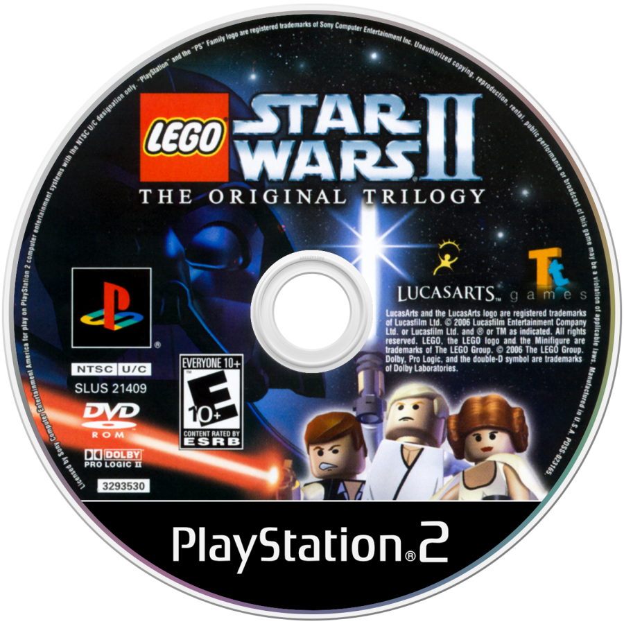 LEGO Star Wars II: Original Trilogy disc art for PlayStation 2 (PS2) video game
