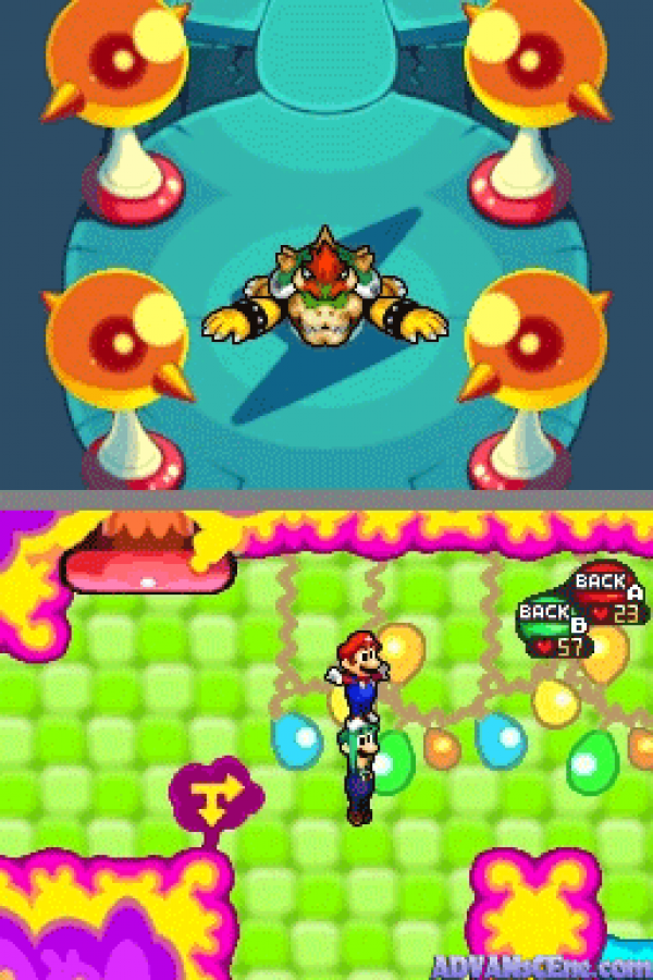 Mario & Luigi: Bowser's Inside Story gameplay for Nintendo DS (DS) RPG adventure video game