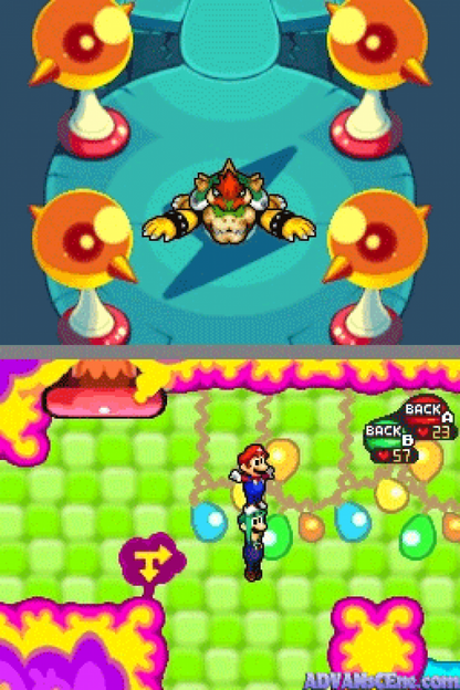 Mario & Luigi: Bowser's Inside Story gameplay for Nintendo DS (DS) RPG adventure video game