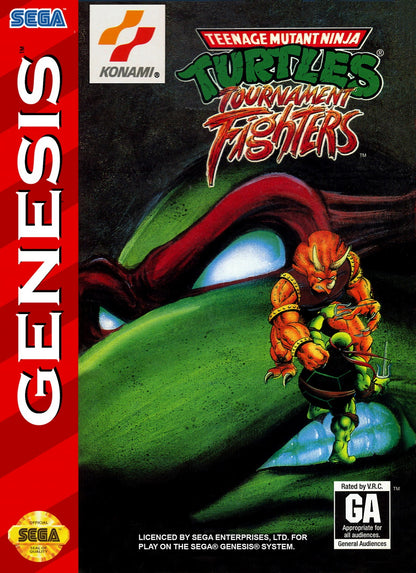 Teenage Mutant Ninja Turtles Tournament Fighters Sega Genesis retro video game fighting game cover art (1993)
