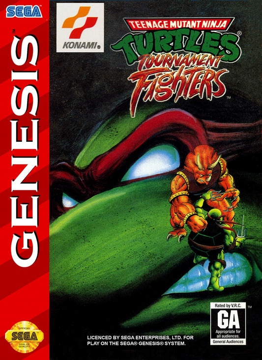 Teenage Mutant Ninja Turtles Tournament Fighters Sega Genesis retro video game fighting game cover art (1993)