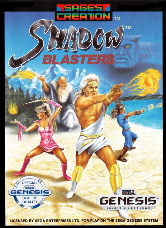 Shadow Blasters Sega Genesis retro video game action platformer cover art (1990)