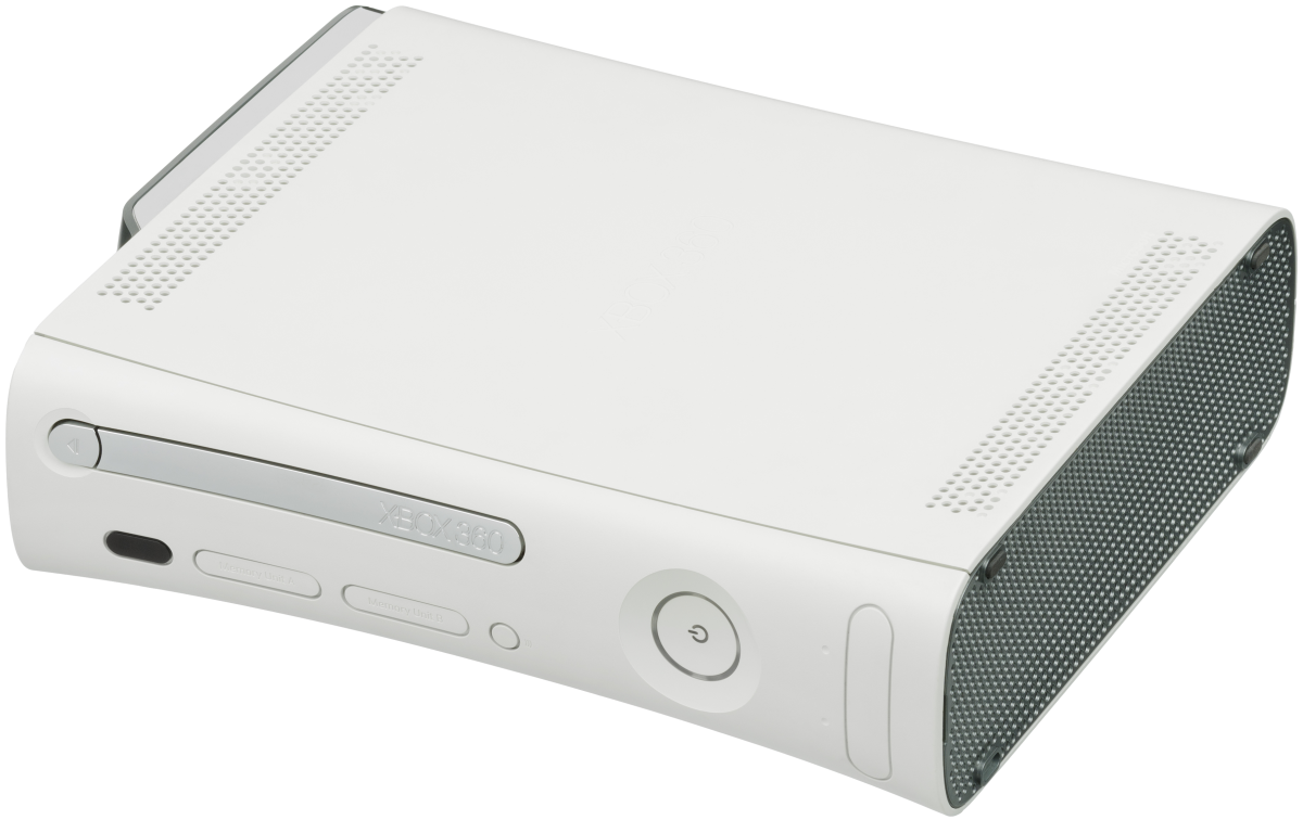 White Xbox 360 home gaming console horizontal view