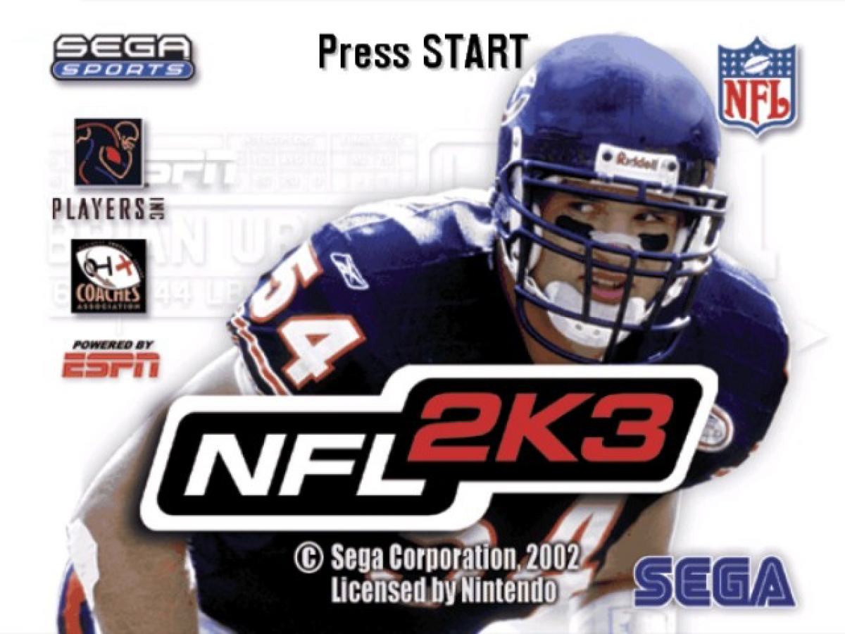 NFL 2K3 start screen for Nintendo GameCube (GC) football sports video game