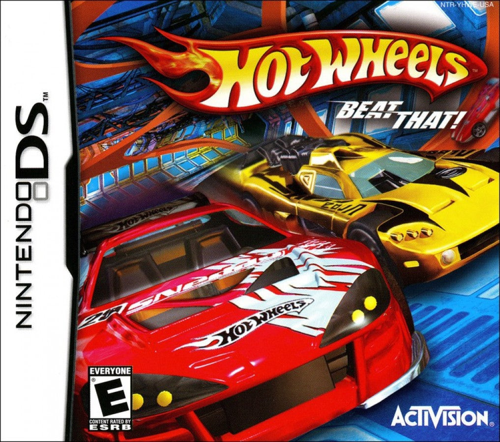 Hot Wheels: Beat That cover art for Nintendo DS video game, arcade racing, toy car combat, fast-paced action, handheld console title