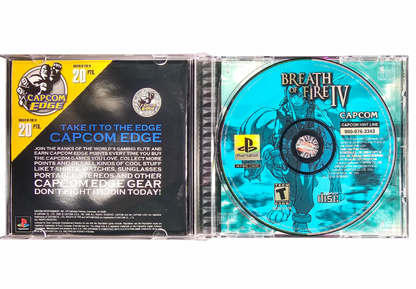 Breath of Fire IV CIB PlayStation 1 PS1 role playing video game featuring epic fantasy adventure turn-based battles powerful magic dragon transformations character development exploration memorable characters challenging enemies and classic PlayStation 1 PS1 gameplay complete in box collectible retro gaming appeal insert