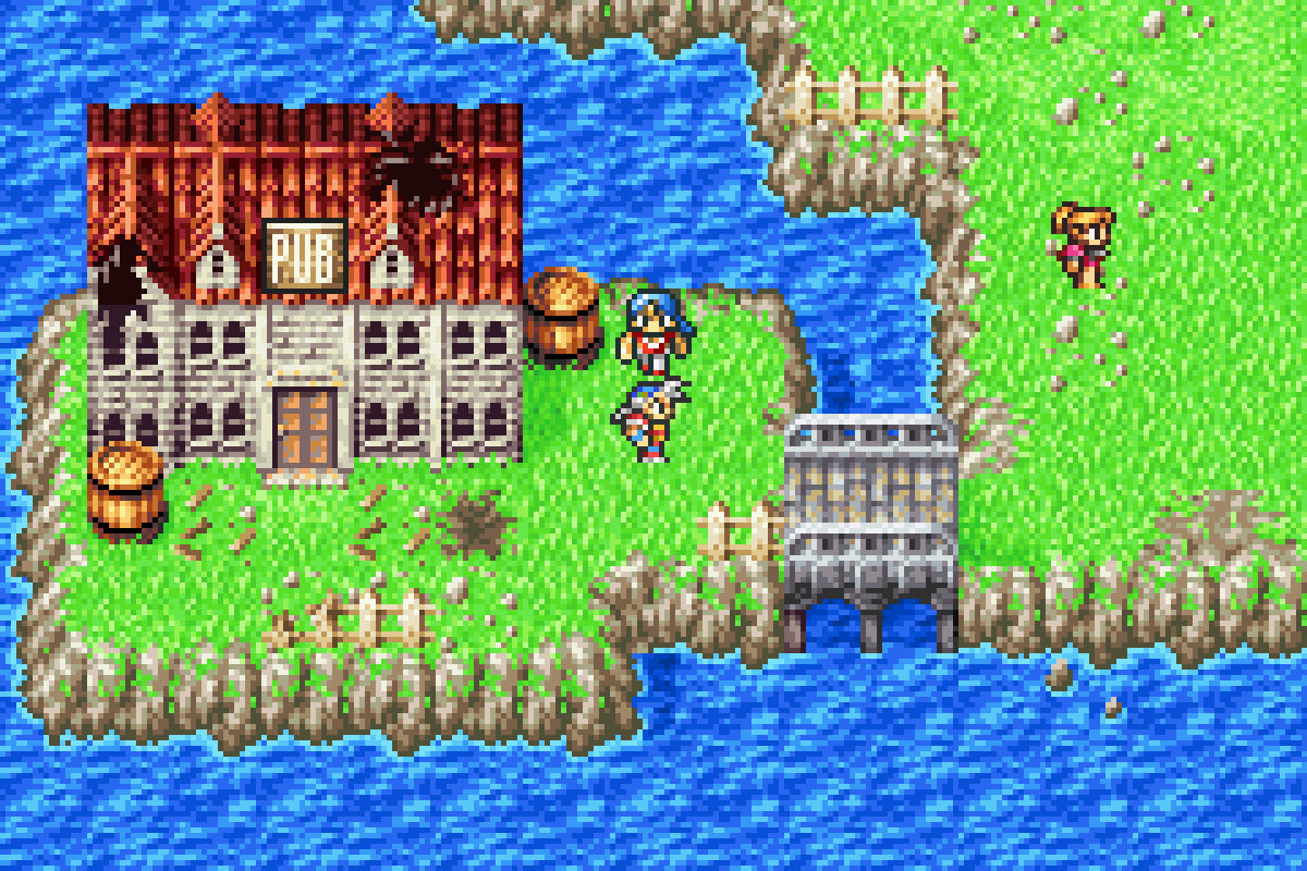 Final Fantasy I & II: Dawn of Souls [CIB] for Game Boy Advance (GBA) featuring enhanced portable versions of the first two classic RPGs with updated visuals, rebalanced gameplay, and extra bonus dungeons; assemble your party, explore iconic worlds, and relive the origins of Final Fantasy in a collector-friendly complete-in-box release gameplay screenshot