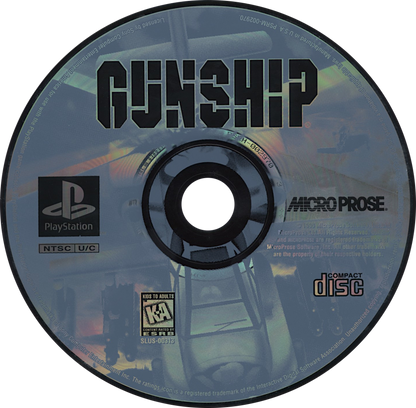 Gunship PlayStation PS1 for flight simulation video game fans featuring military helicopter combat realistic aerial missions advanced weapons systems tactical operations enemy engagements immersive pilot experience strategic gameplay classic PlayStation action collectible gaming appeal game disc
