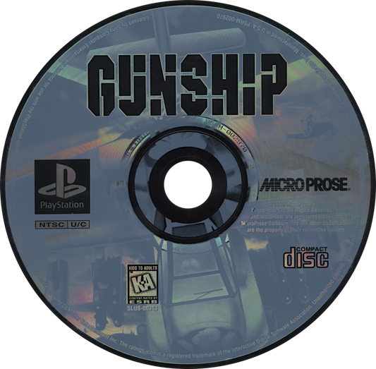 Gunship PlayStation PS1 for flight simulation video game fans featuring military helicopter combat realistic aerial missions advanced weapons systems tactical operations enemy engagements immersive pilot experience strategic gameplay classic PlayStation action collectible gaming appeal game disc