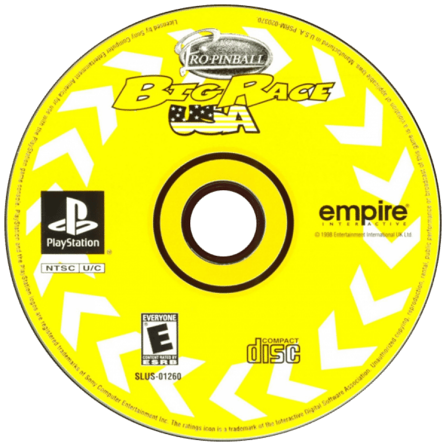 Pro Pinball: Big Race USA disc for PlayStation 1 (PS1) pinball video game